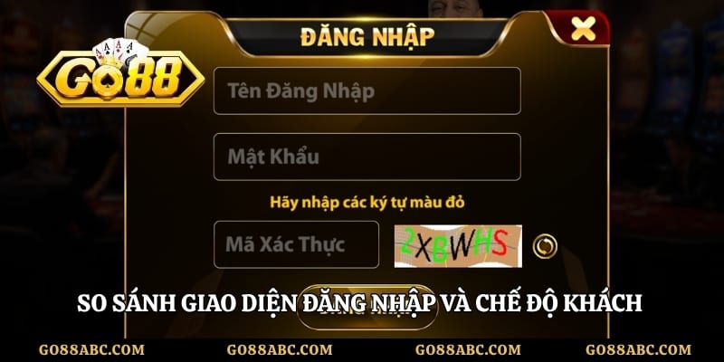So sánh giao diện đăng nhập và chế độ khách trên cổng game 